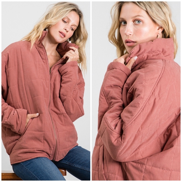 JODIFL Vintage Mauve Oversized Quilted Puffer Jacket - Picture 3 of 8